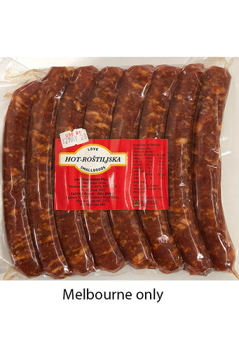 Love Smallgoods - BBQ sausages hot 500g best before:28/05/2024