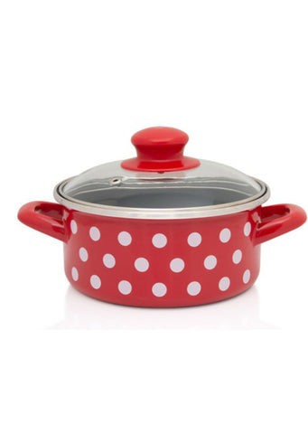Metalac WHITE DOTS shallow pot 16cm/1.5lit