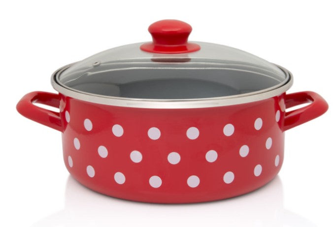 Metalac WHITE DOTS shallow pot 24cm/4.75l