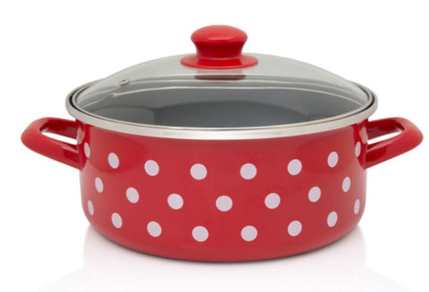 Metalac WHITE DOTS shallow pot 24cm/4.75l