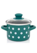 Metalac GREEN WHITE DOT shallow pot 16cm/1.5lit