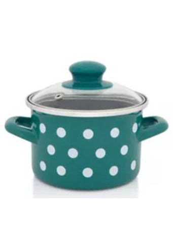 Metalac GREEN WHITE DOT shallow pot 16cm/1.5lit