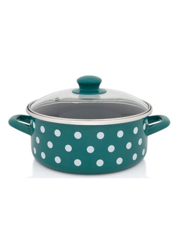 Metalac GREEN WHITE DOT shallow pot 20cm/2.75lit