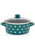 Metalac GREEN WHITE DOT shallow pot 24cm/4.75lit