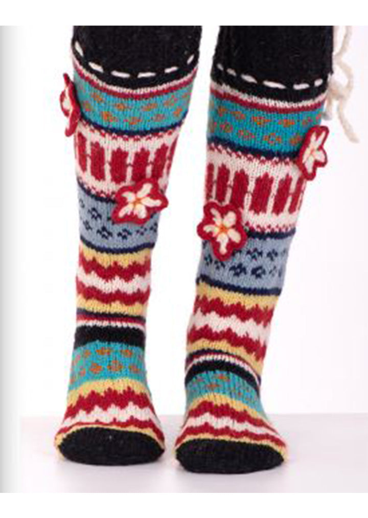 Wool Art SOCKS luxury with a flower 1 (one size)