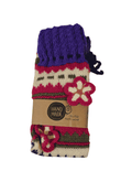 Wool Art SOCKS luxury with a flower Purple (one size)