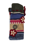 Wool Art SOCKS luxury with a flower Green (one size)