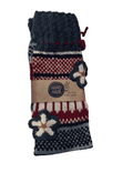 Wool Art SOCKS luxury with a flower Navy (one size)