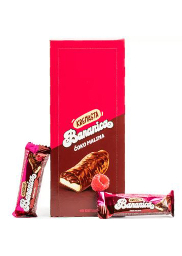 Soko Stark Choco coated banana foam dessert with raspberry 28g X 40pcs (BOX)