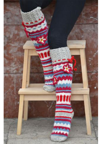 Wool Art SOCKS luxury with a flower 3 (one size)