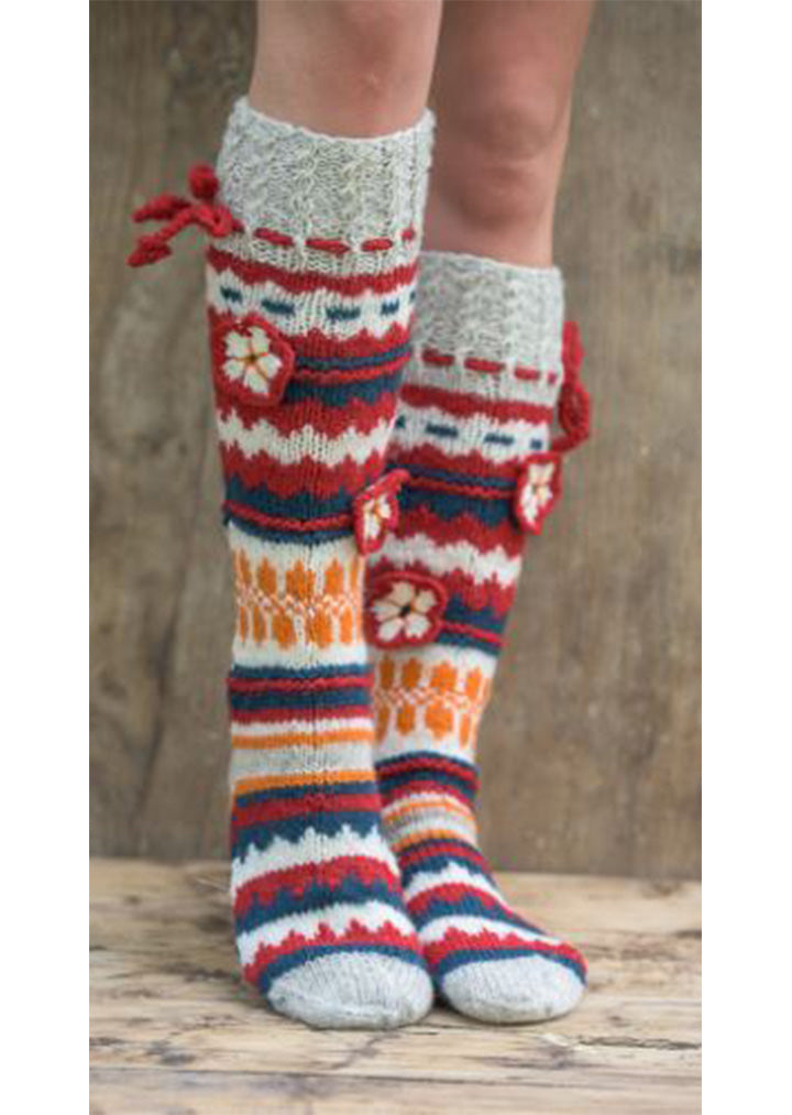 Wool Art SOCKS luxury with a flower 6 (one size)