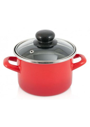 Metalac - Deep Stew pot with glass lid RED SHADOW 18cm / 3L