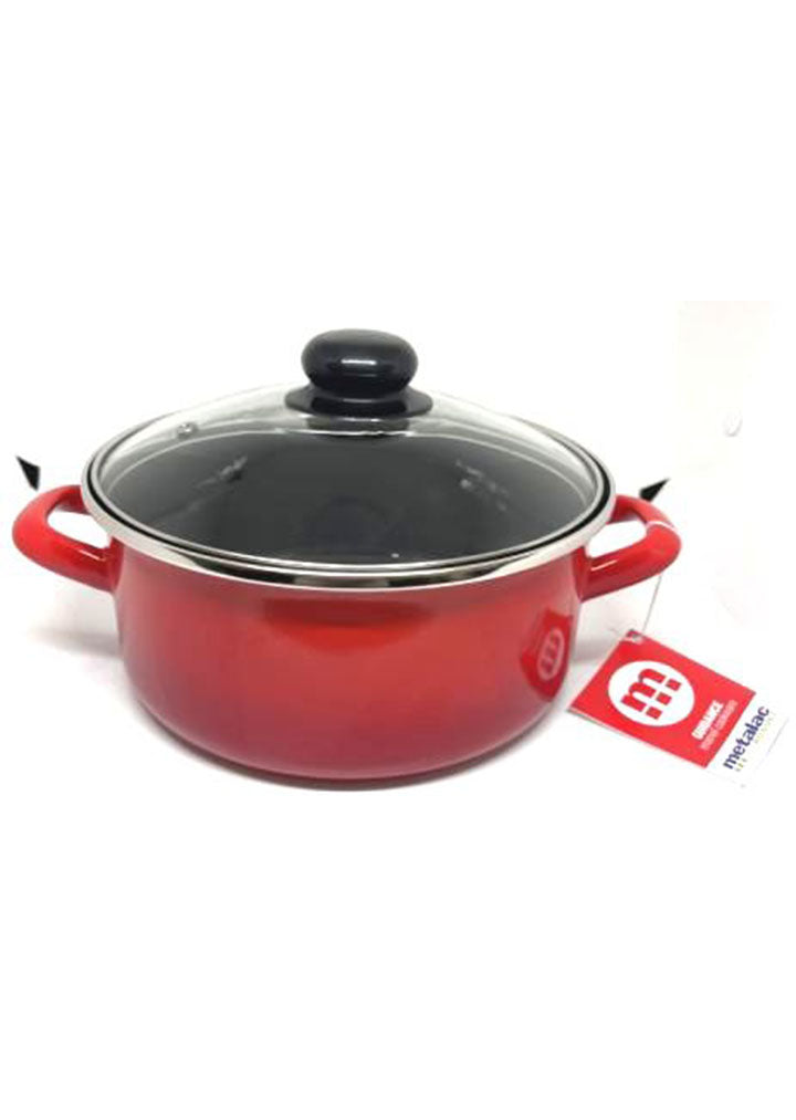 Metalac - Shallow casserole with glass lid RED SHADOW 20cm / 2.75L