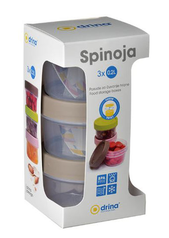 Plastic 3 x 0.2L Food storage containers Spinoja brown