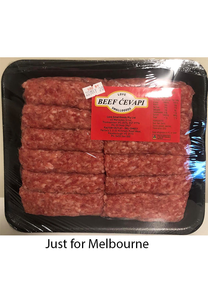 Love Smallgoods Beef Cevapi 1Kg best before:11/05/2025