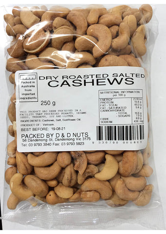 D&D Nuts - Dry roasted salted cashews 250g