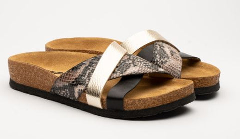 Leon Womens Slippers Black snake No.36