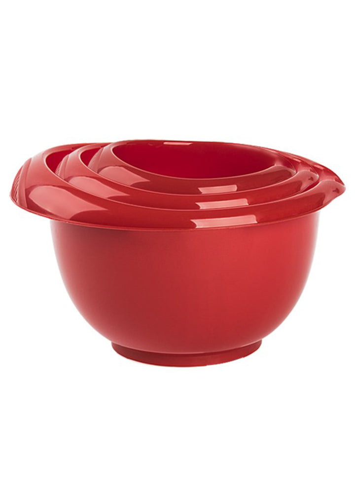 Plastic 3/1 mixing bowl set 1,7L+2,5L+3,2L Red