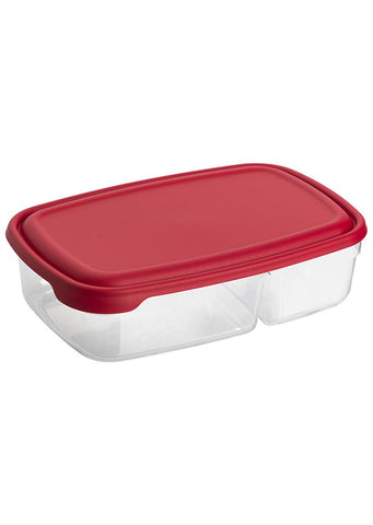 Plastic food storage container with lid 0,9L+0,5L Stilo / Red