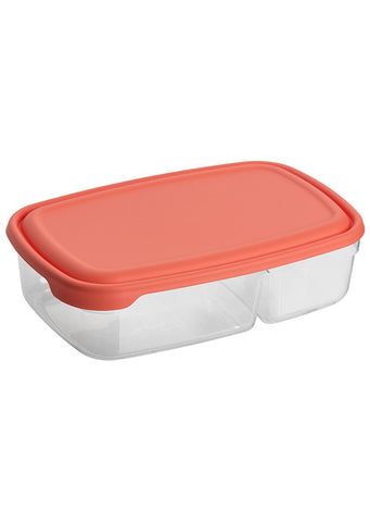Plastic food storage container with lid 0,9L+0,5L - Stilo / Coral