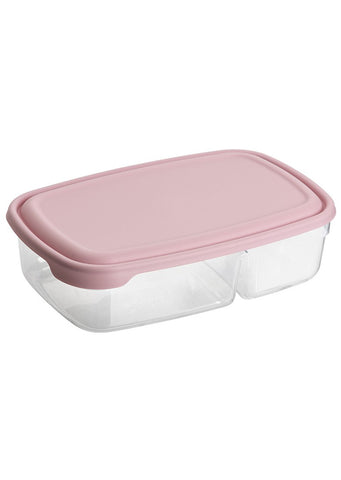 Plastic food storage container with lid 0,5L+0,3L Stilo / Pink