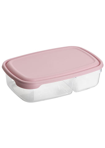 Plastic food storage container with lid 0,5L+0,3L - Stilo / Pink