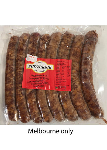 Love Smallgoods BBQ sausages Sudzukice 500g best before:13/05/2025
