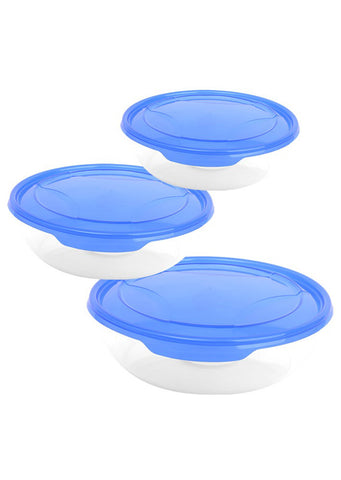 Plastic 3/1 food storage containers set with lids 0,6L+1L+2L Green