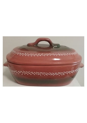 Glazed cooker with lid 34x24cm